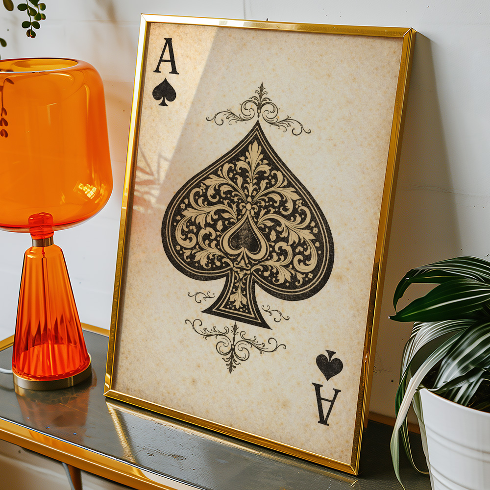 ACE OF SPADES VINTAGE PLAYING CARD POSTER