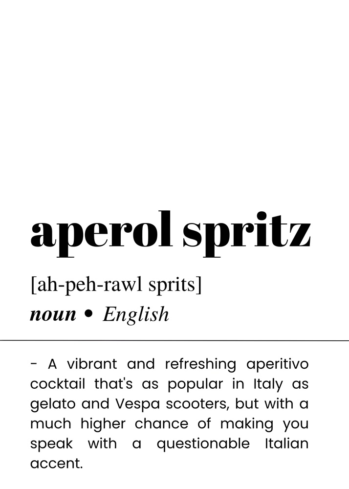 Alternative view of APEROL SPRITZ BAR AND DRINKS DICTIONARY POSTER