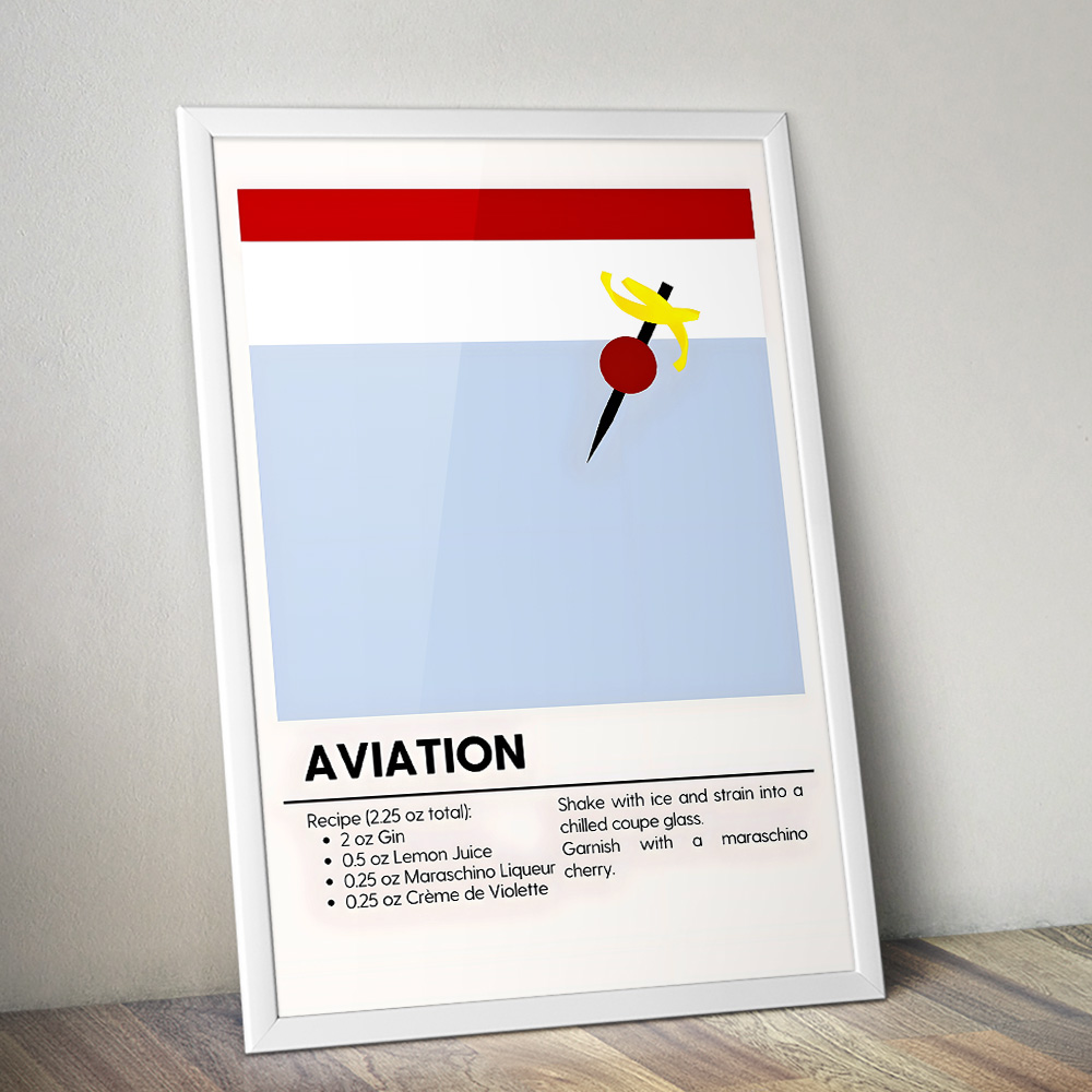 AVIATION MINIMALIST COCKTAIL RECIPE POSTER