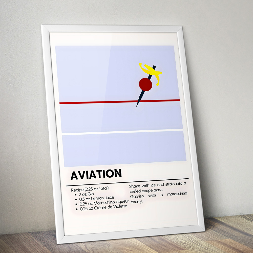 AVIATION II MINIMALIST COCKTAIL RECIPE POSTER