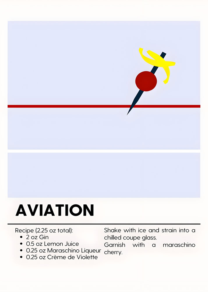 Alternative view of AVIATION II MINIMALIST COCKTAIL RECIPE POSTER