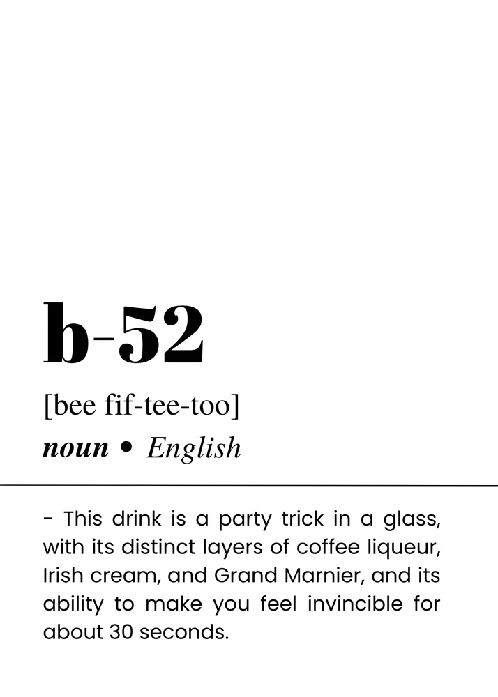 Alternative view of B 52 BAR AND DRINKS DICTIONARY POSTER
