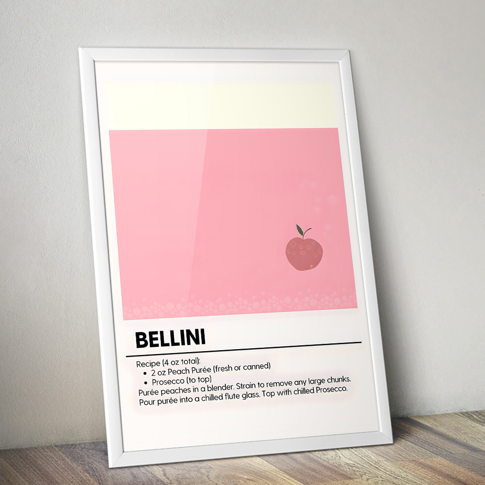 BELLINI MINIMALIST COCKTAIL RECIPE POSTER