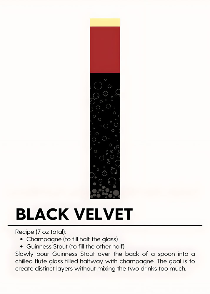Alternative view of BLACK VELVET II MINIMALIST COCKTAIL RECIPE POSTER