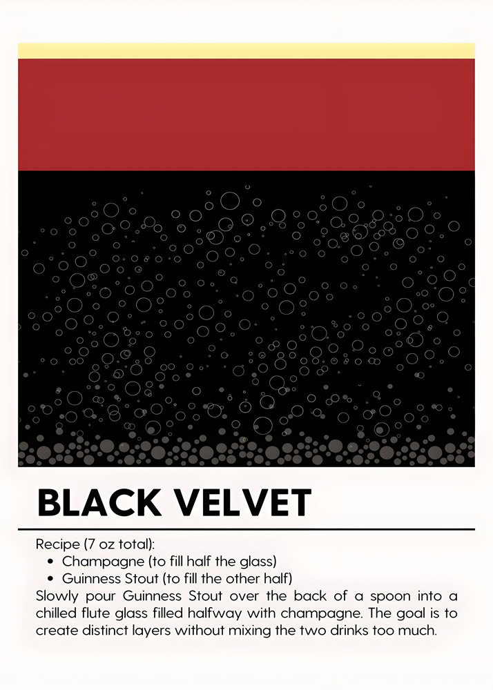 Alternative view of BLACK VELVET MINIMALIST COCKTAIL RECIPE POSTER
