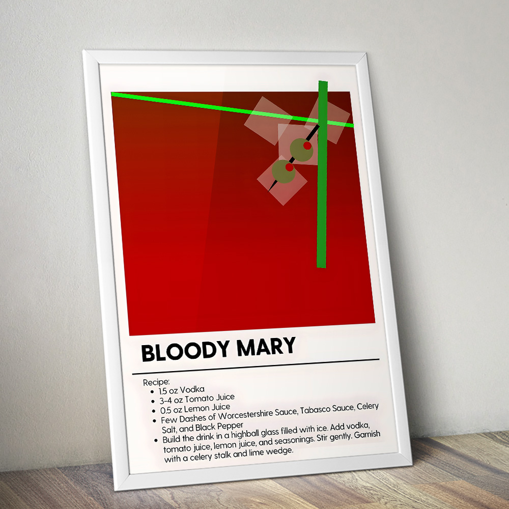 BLOODY MARY MINIMALIST COCKTAIL RECIPE POSTER