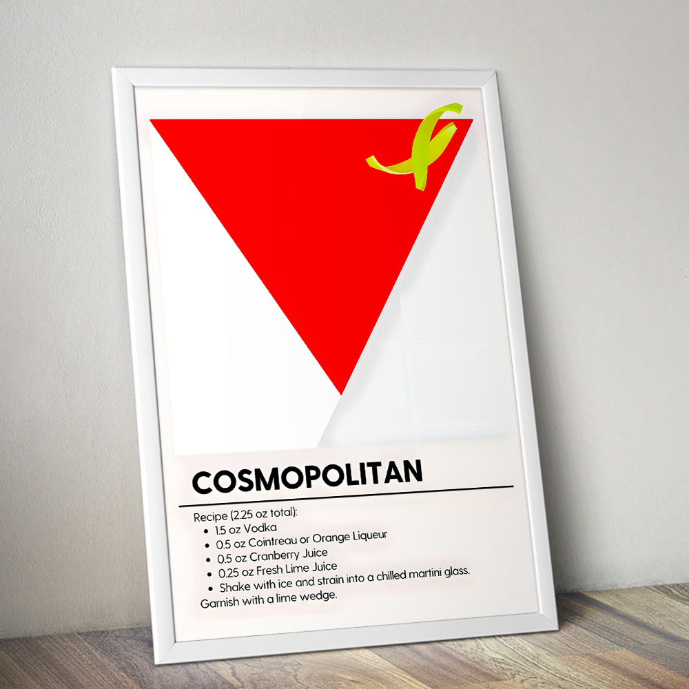 COSMOPOLITAN MINIMALIST COCKTAIL RECIPE POSTER