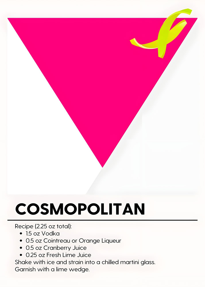 Alternative view of COSMOPOLITAN II MINIMALIST COCKTAIL RECIPE POSTER