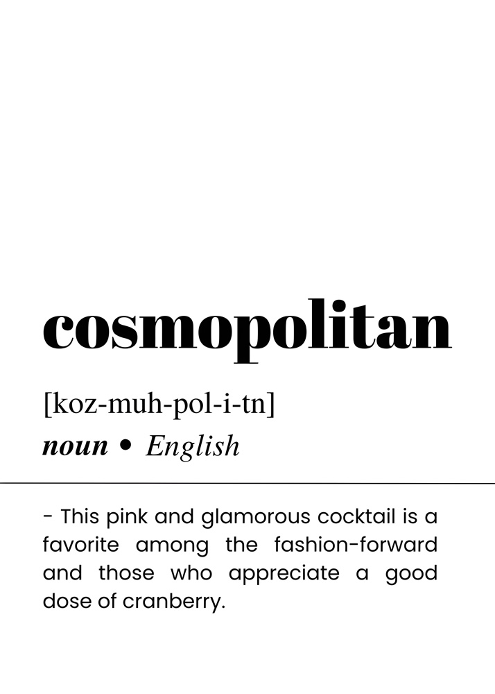 Alternative view of COSMOPOLITAN BAR AND DRINKS DICTIONARY POSTER
