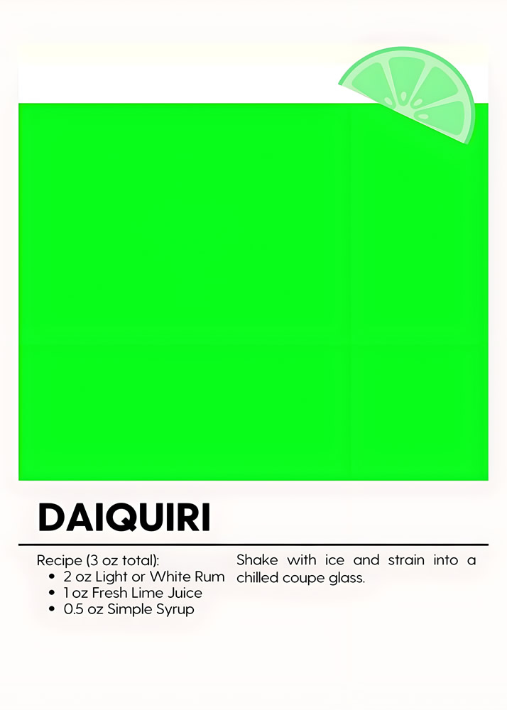 Alternative view of DAIQUIRI MINIMALIST COCKTAIL RECIPE POSTER
