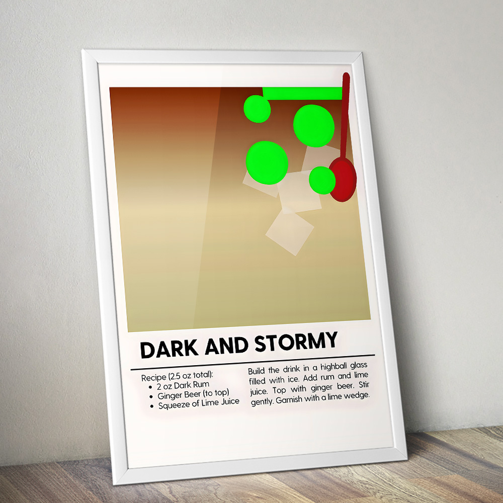 DARK AND STORMY MINIMALIST COCKTAIL RECIPE POSTER