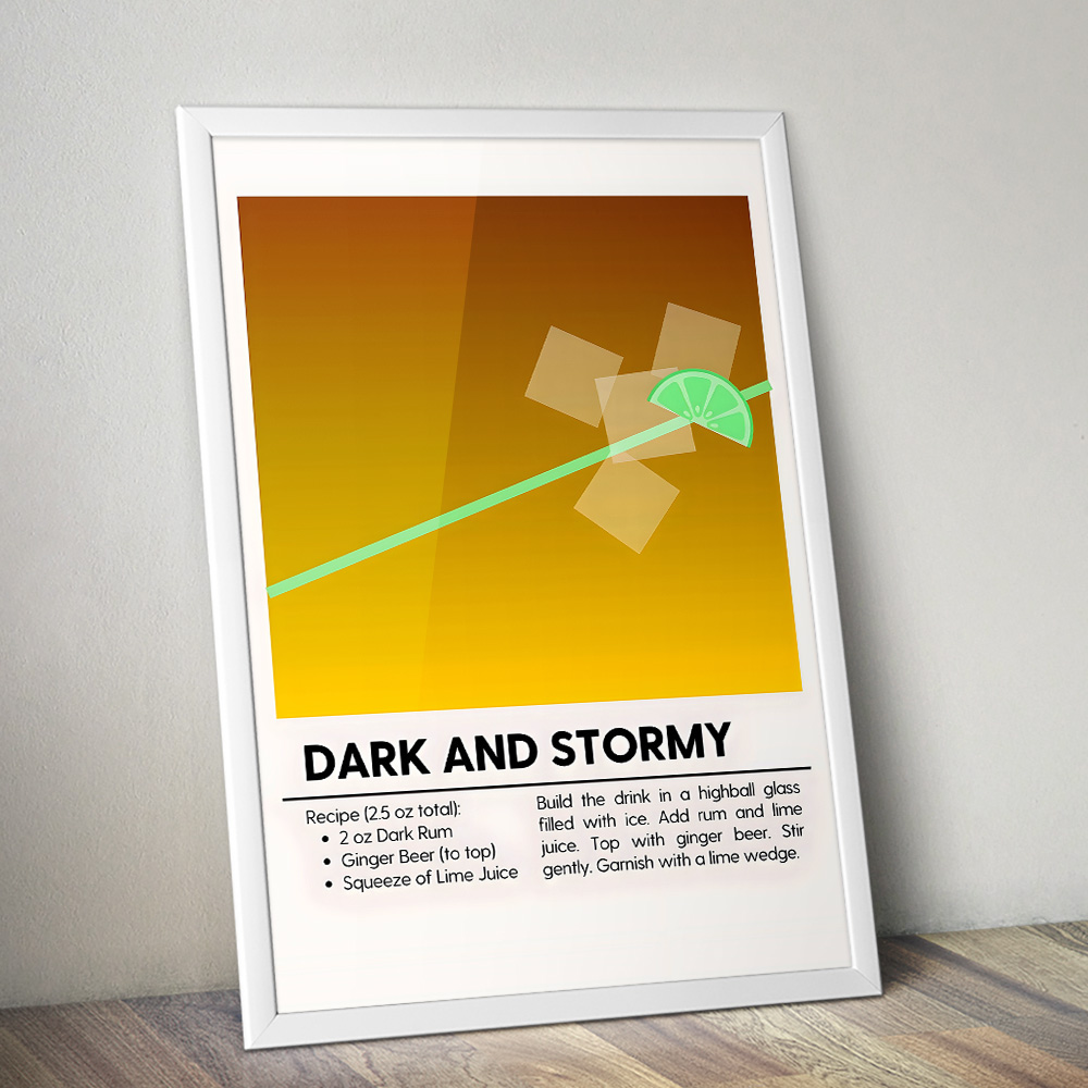 DARK AND STORMY II MINIMALIST COCKTAIL RECIPE POSTER