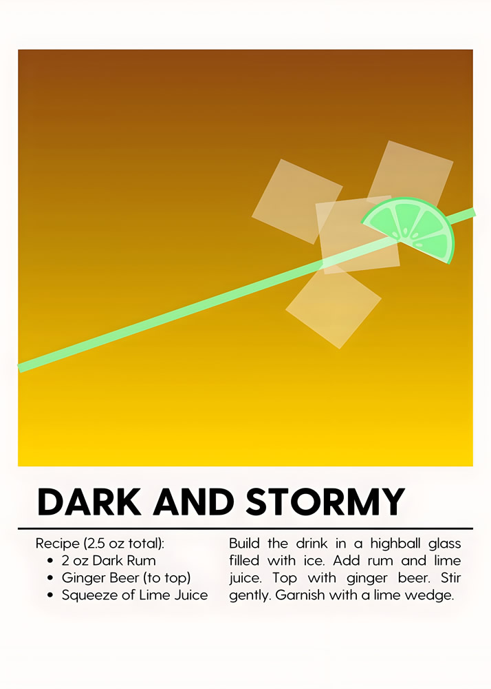 Alternative view of DARK AND STORMY II MINIMALIST COCKTAIL RECIPE POSTER
