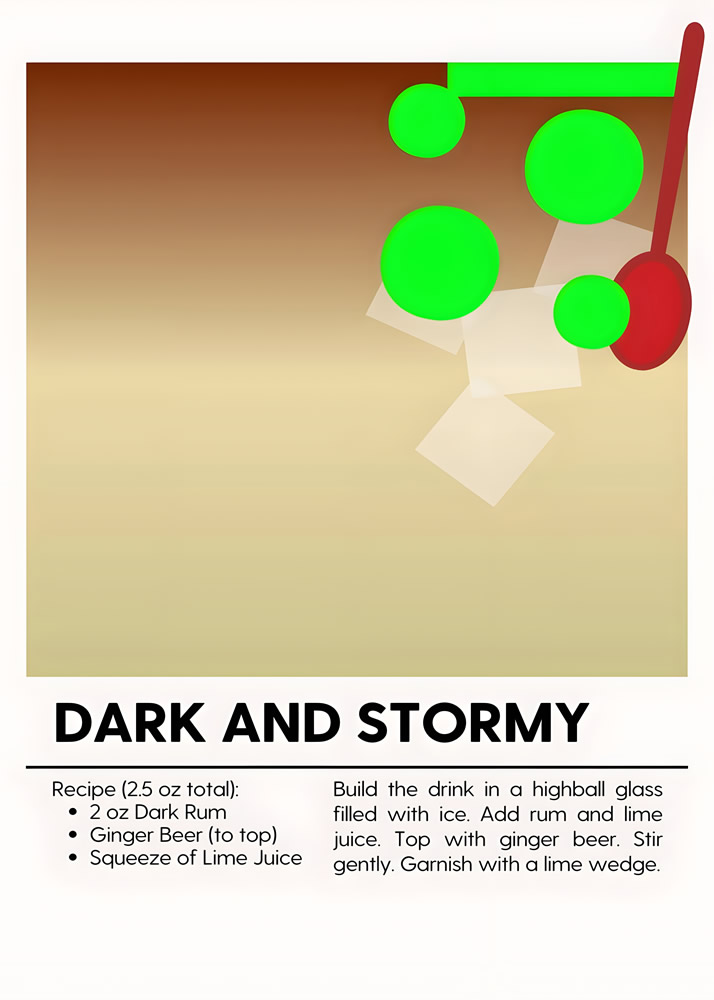 Alternative view of DARK AND STORMY MINIMALIST COCKTAIL RECIPE POSTER