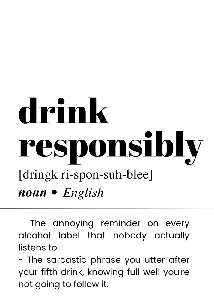 Alternative view of DRINK RESPONSIBLY BAR AND DRINKS DICTIONARY POSTER