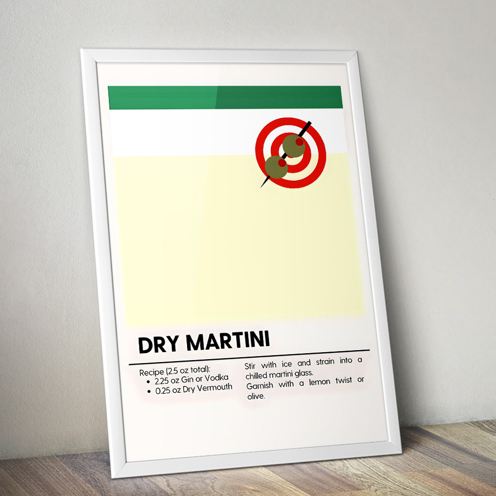 DRY MARTINI MINIMALIST COCKTAIL RECIPE POSTER