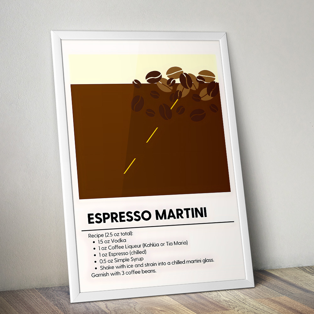 ESPRESSO MARTINI MINIMALIST COCKTAIL RECIPE POSTER