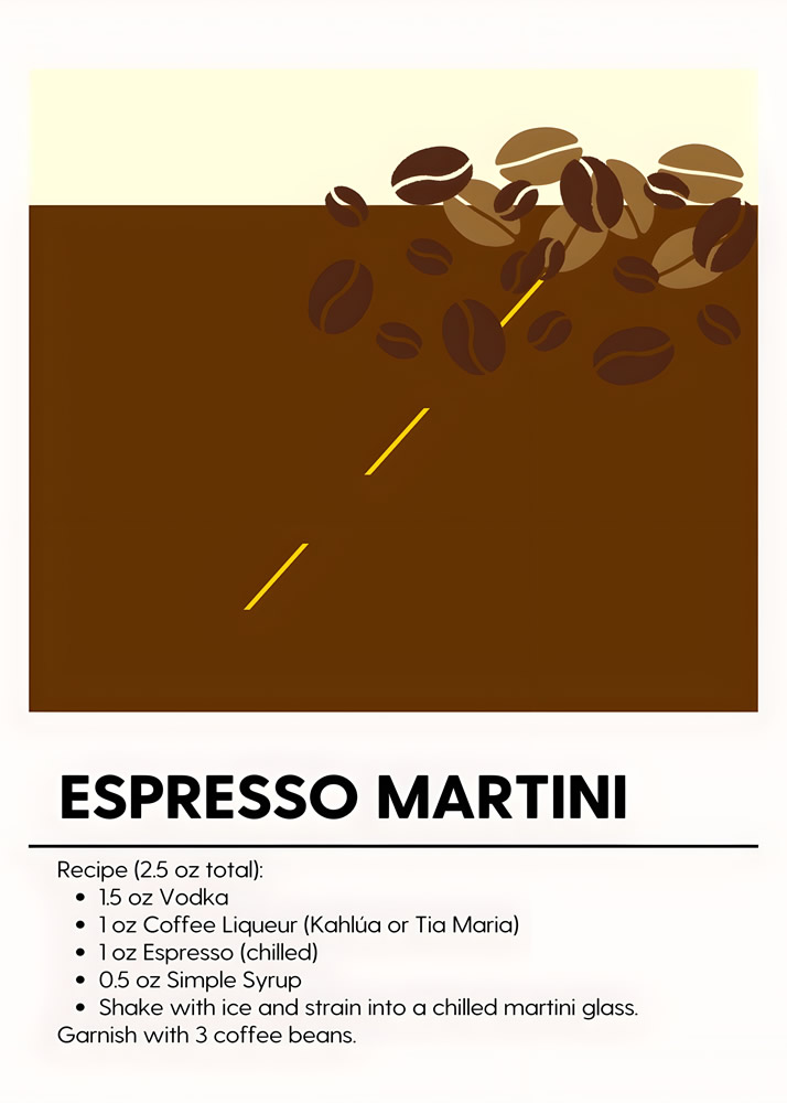 Alternative view of ESPRESSO MARTINI MINIMALIST COCKTAIL RECIPE POSTER
