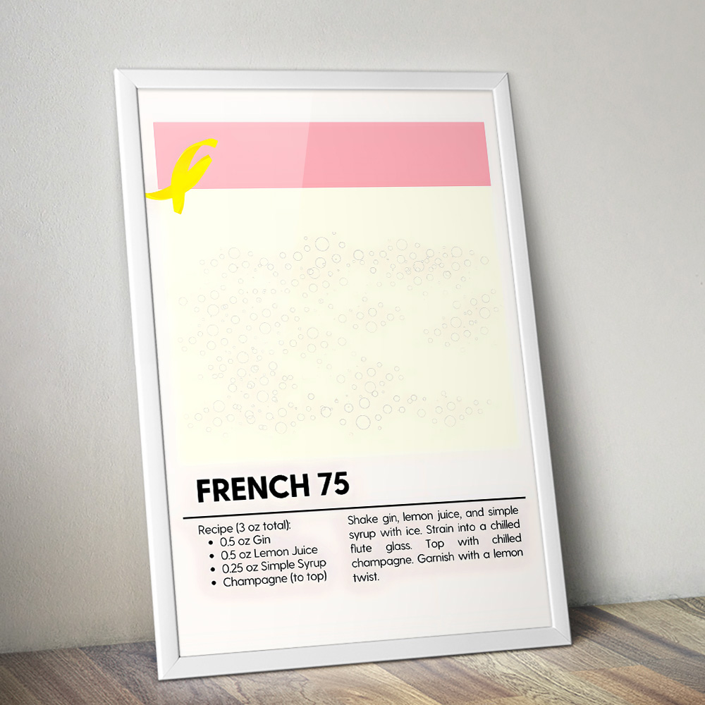 FRENCH 75 MINIMALIST COCKTAIL RECIPE POSTER