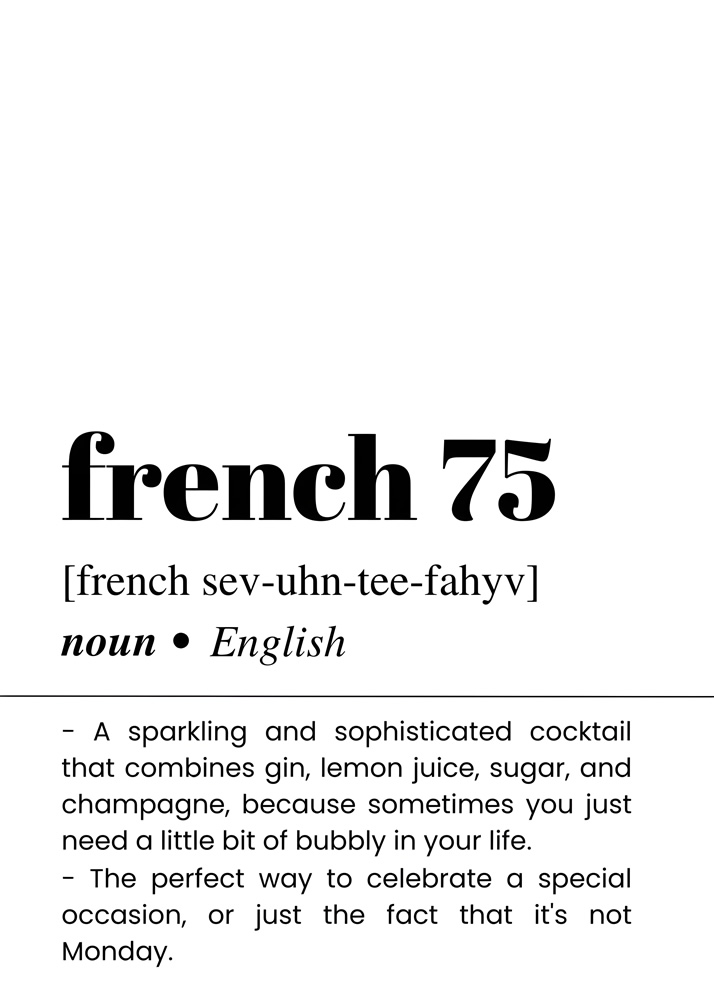 Alternative view of FRENCH 75 BAR AND DRINKS DICTIONARY POSTER