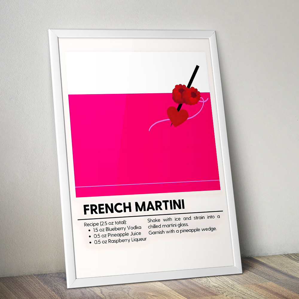 FRENCH MARTINI MINIMALIST COCKTAIL RECIPE POSTER