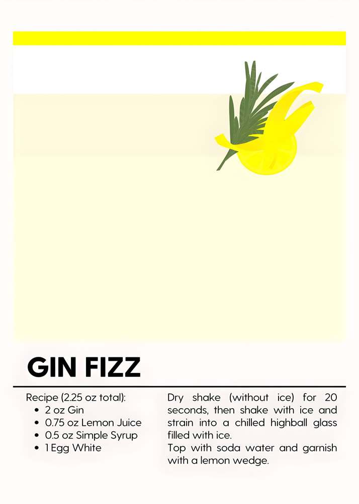 Alternative view of GIN FIZZ MINIMALIST COCKTAIL RECIPE POSTER