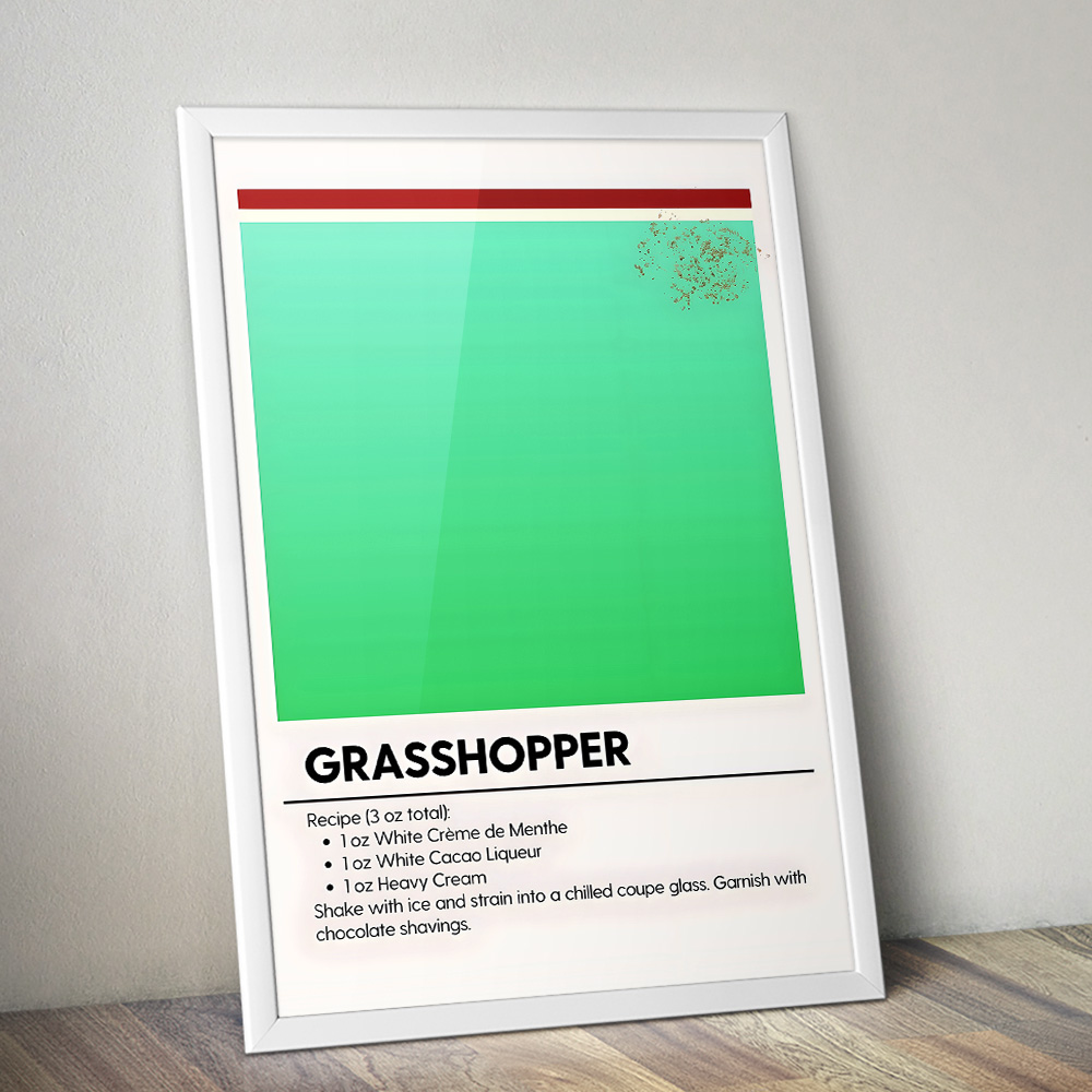 GRASSHOPPER MINIMALIST COCKTAIL RECIPE POSTER