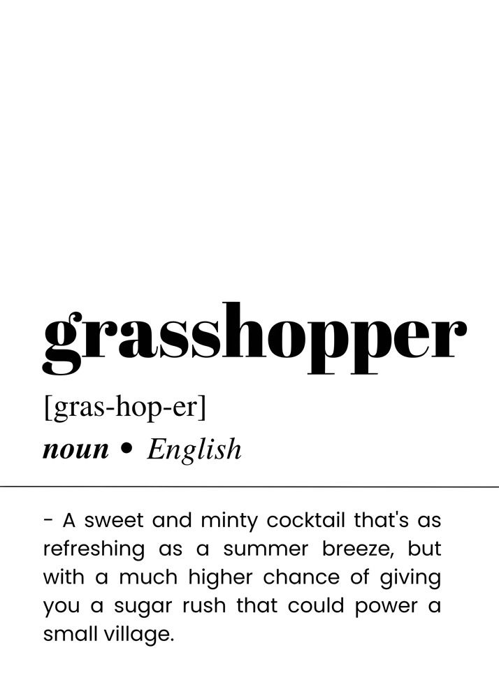 Alternative view of GRASSHOPPER BAR AND DRINKS DICTIONARY POSTER