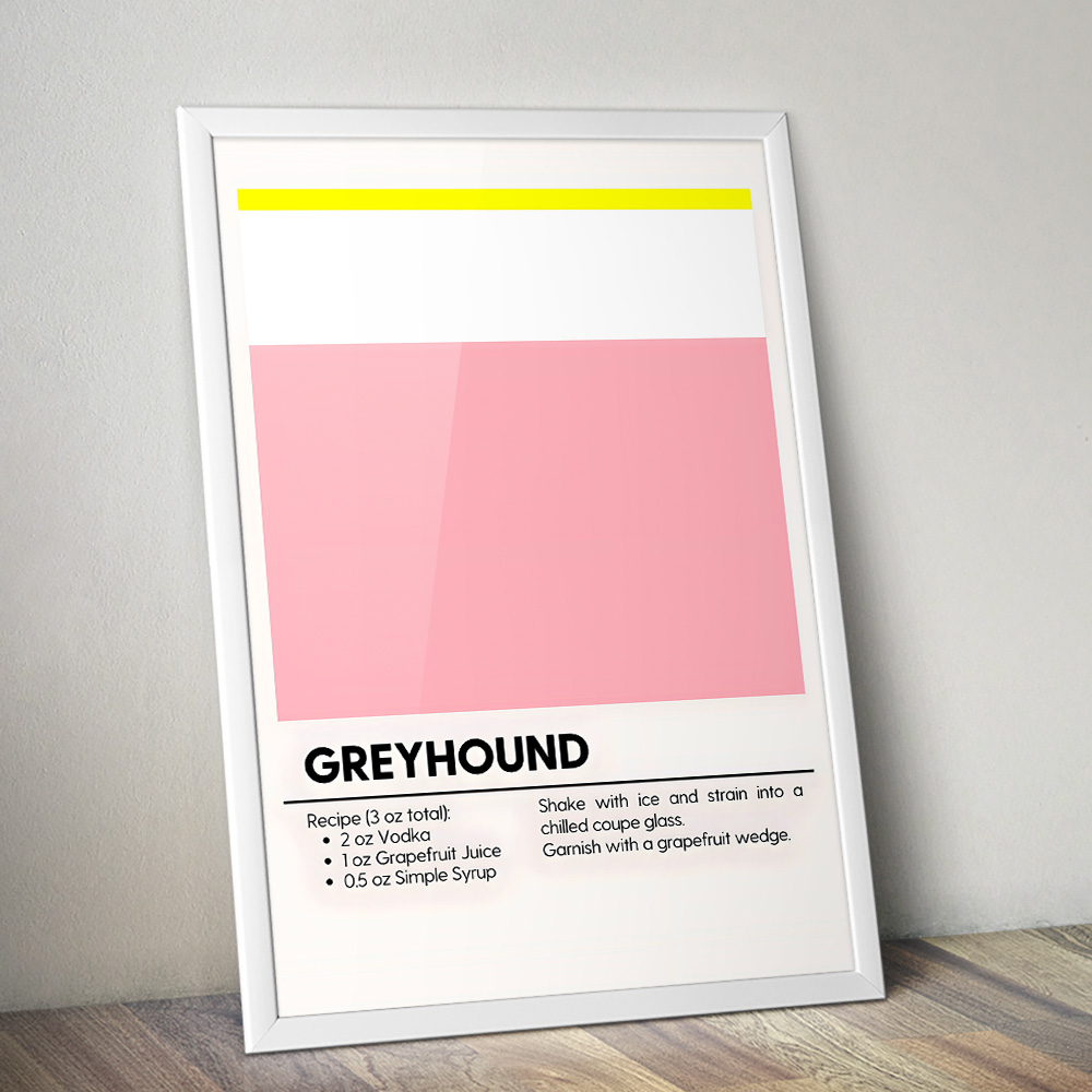 GREYHOUND MINIMALIST COCKTAIL RECIPE POSTER