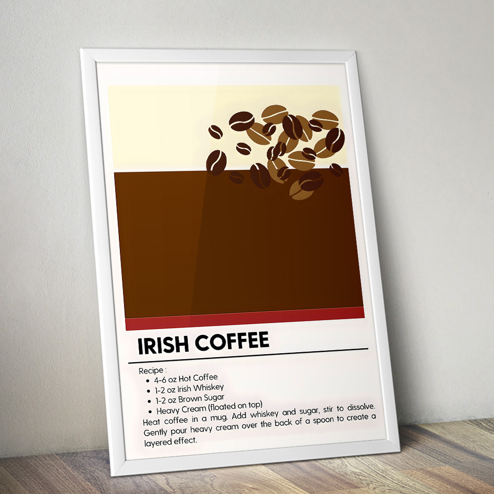 IRISH COFFEE MINIMALIST COCKTAIL RECIPE POSTER