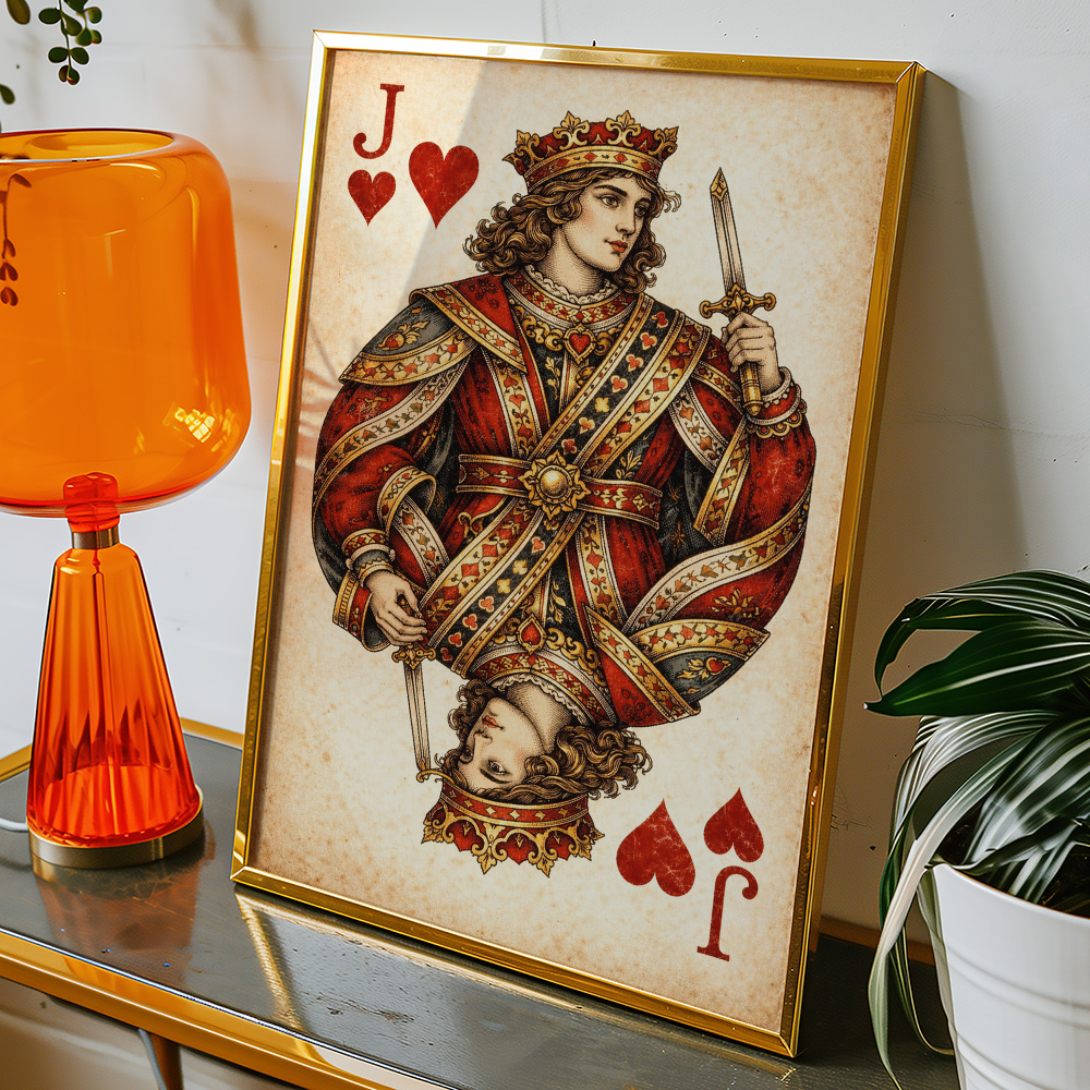 JACK OF HEARTS VINTAGE PLAYING CARD POSTER