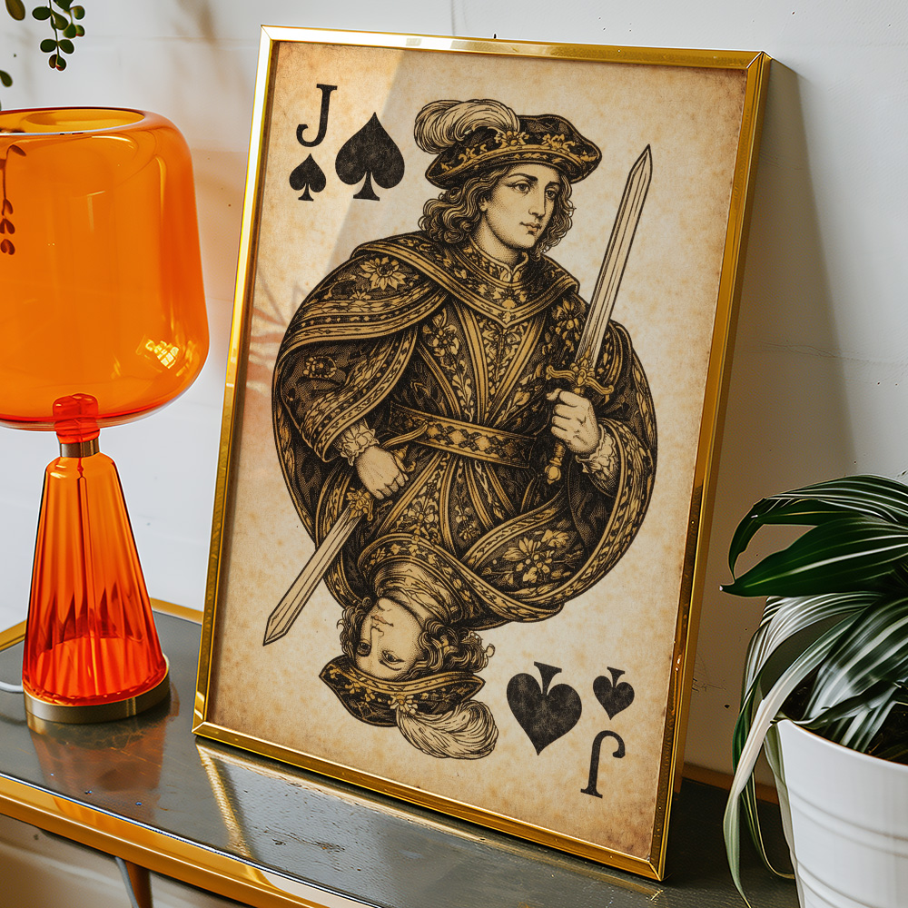JACK OF SPADES VINTAGE PLAYING CARD POSTER