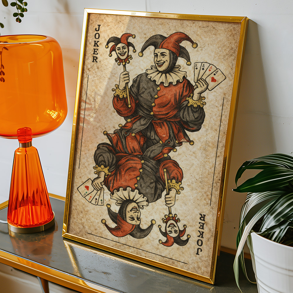 JOKER BLACK VINTAGE PLAYING CARD POSTER