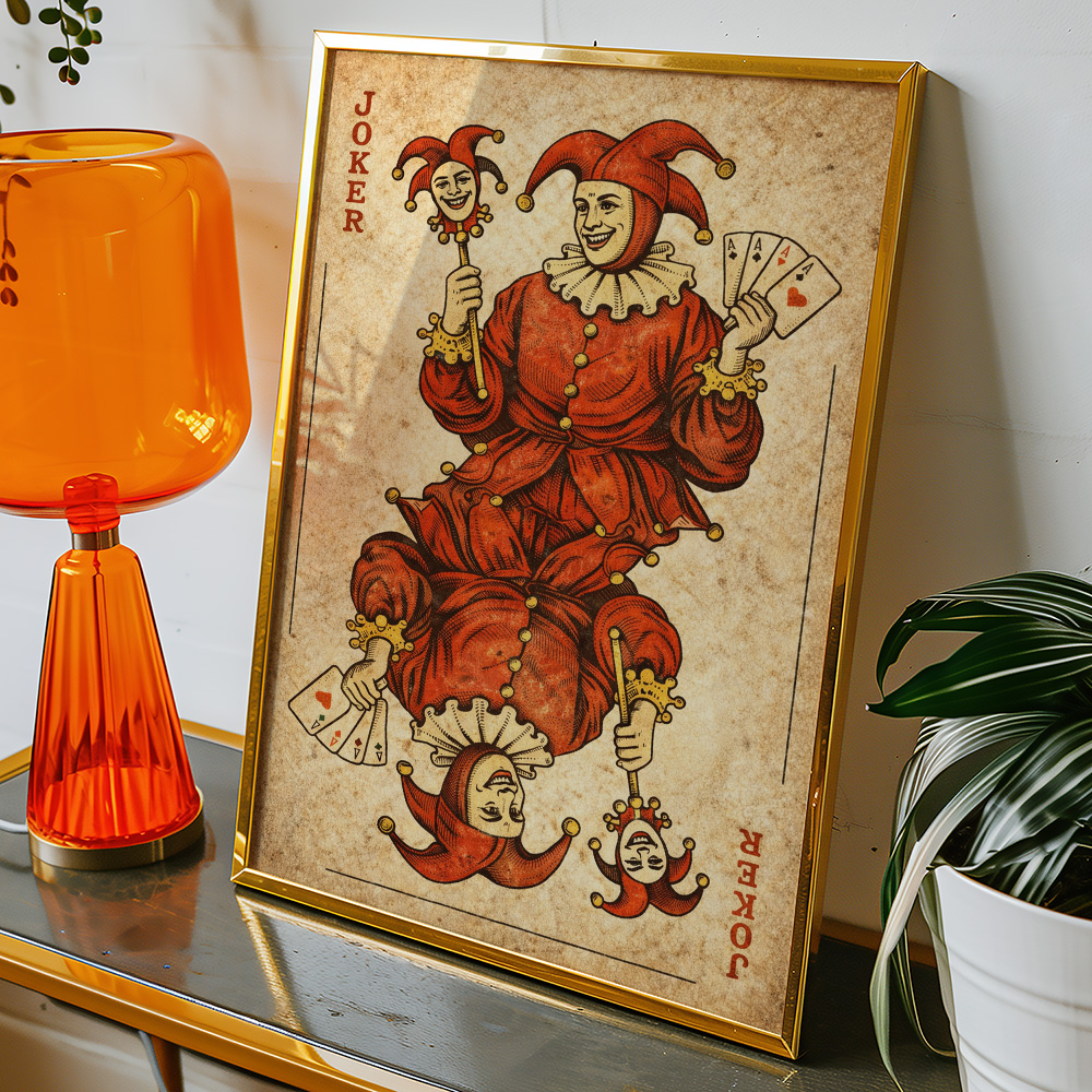 JOKER RED VINTAGE PLAYING CARD POSTER