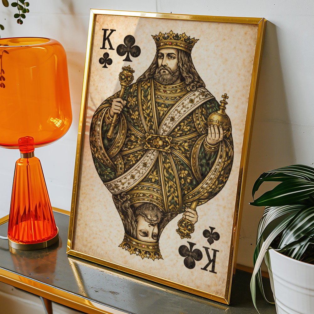 KING OF CLUBS VINTAGE PLAYING CARD POSTER