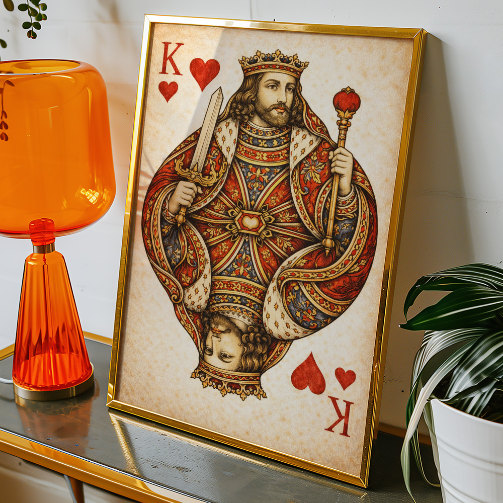 KING OF HEARTS VINTAGE PLAYING CARD POSTER