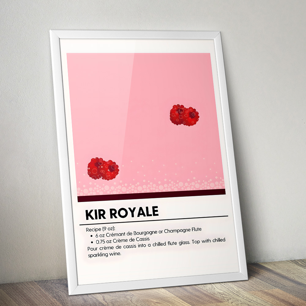 KIR ROYALE MINIMALIST COCKTAIL RECIPE POSTER