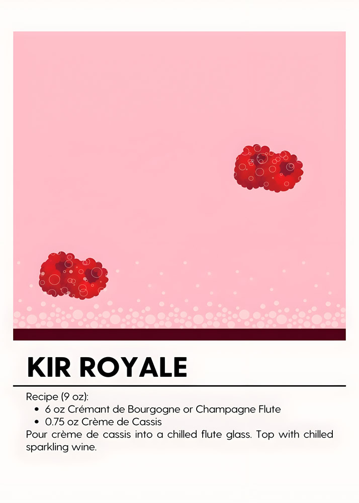 Alternative view of KIR ROYALE MINIMALIST COCKTAIL RECIPE POSTER