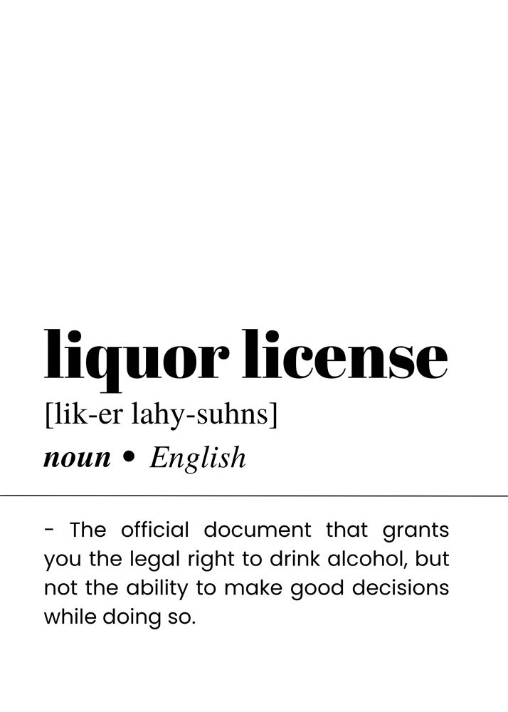 Alternative view of LIQUOR LICENSE BAR AND DRINKS DICTIONARY POSTER