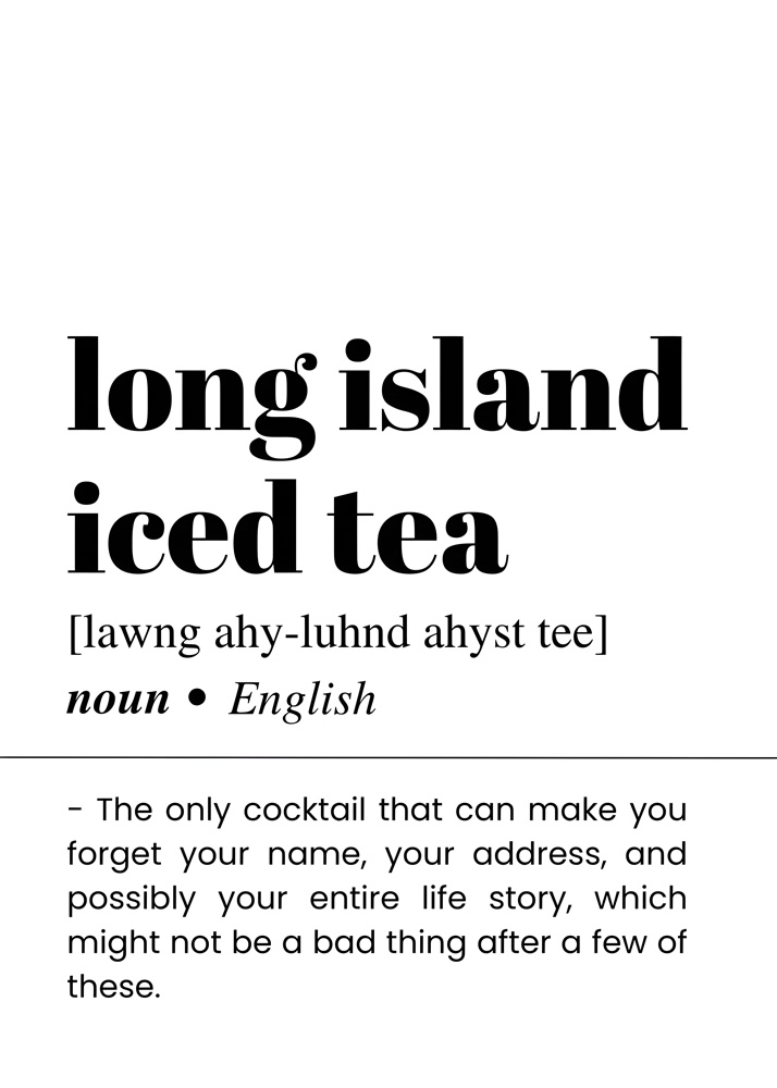 Alternative view of LONG ISLAND ICED TEA BAR AND DRINKS DICTIONARY POSTER