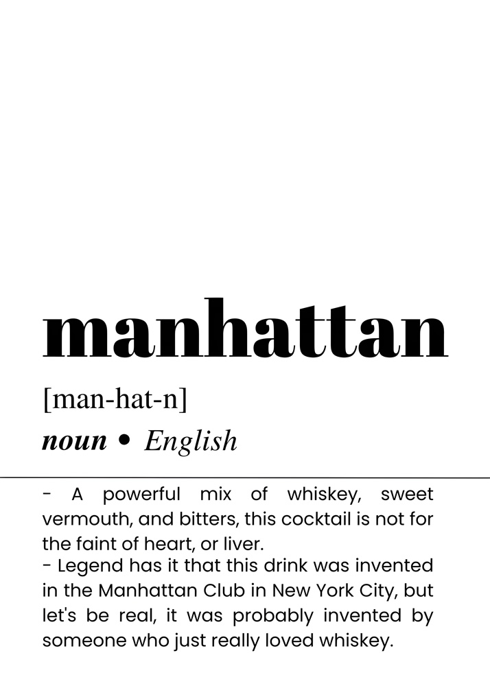 Alternative view of MANHATTEN BAR AND DRINKS DICTIONARY POSTER
