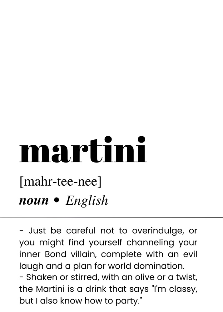 Alternative view of MARTINI BAR AND DRINKS DICTIONARY POSTER