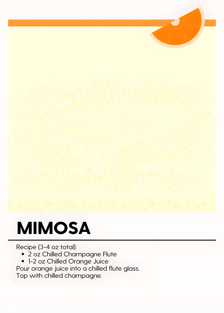Alternative view of MIMOSA MINIMALIST COCKTAIL RECIPE POSTER