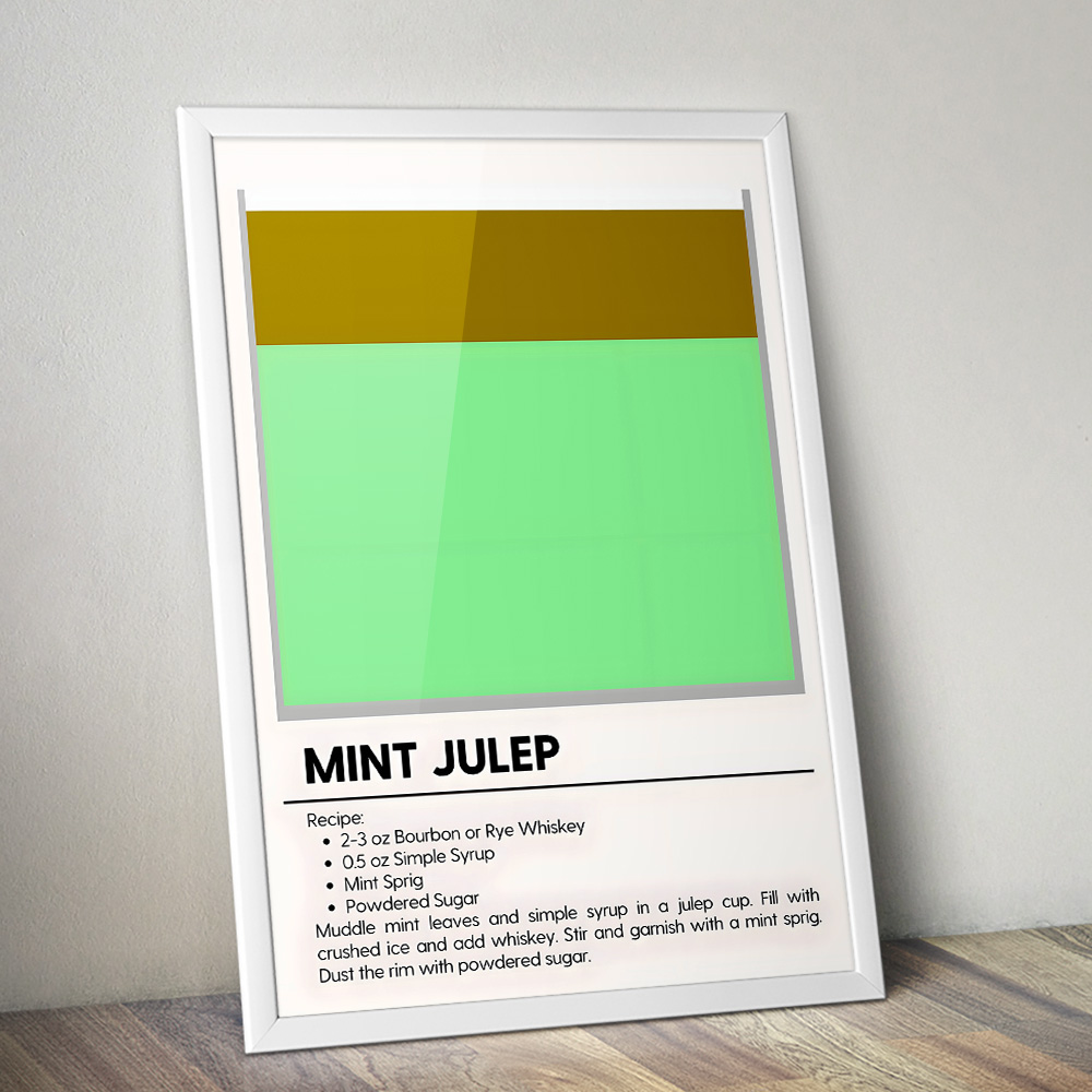 MINT JULEP MINIMALIST COCKTAIL RECIPE POSTER