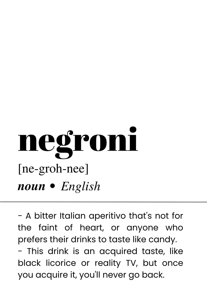 Alternative view of NEGRONI BAR AND DRINKS DICTIONARY POSTER