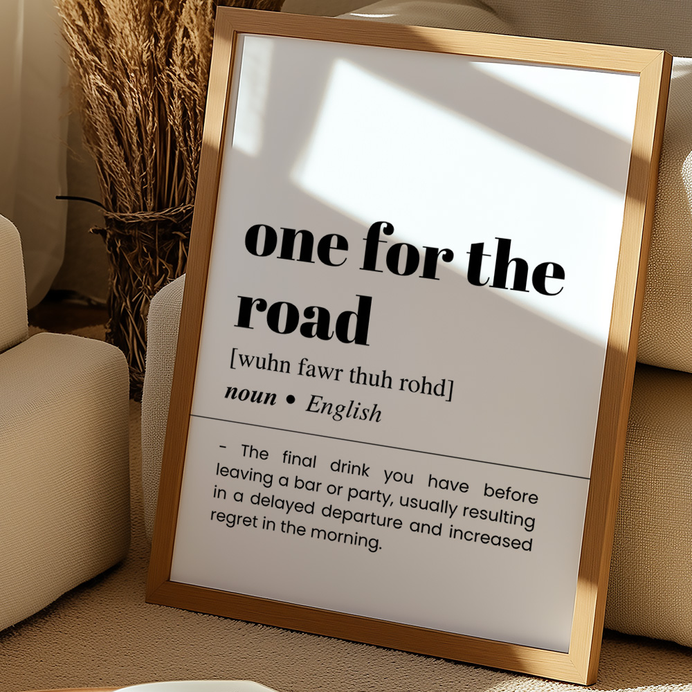 ONE FOR THE ROAD BAR AND DRINKS DICTIONARY POSTER