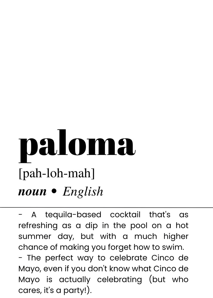 Alternative view of PALOMA BAR AND DRINKS DICTIONARY POSTER