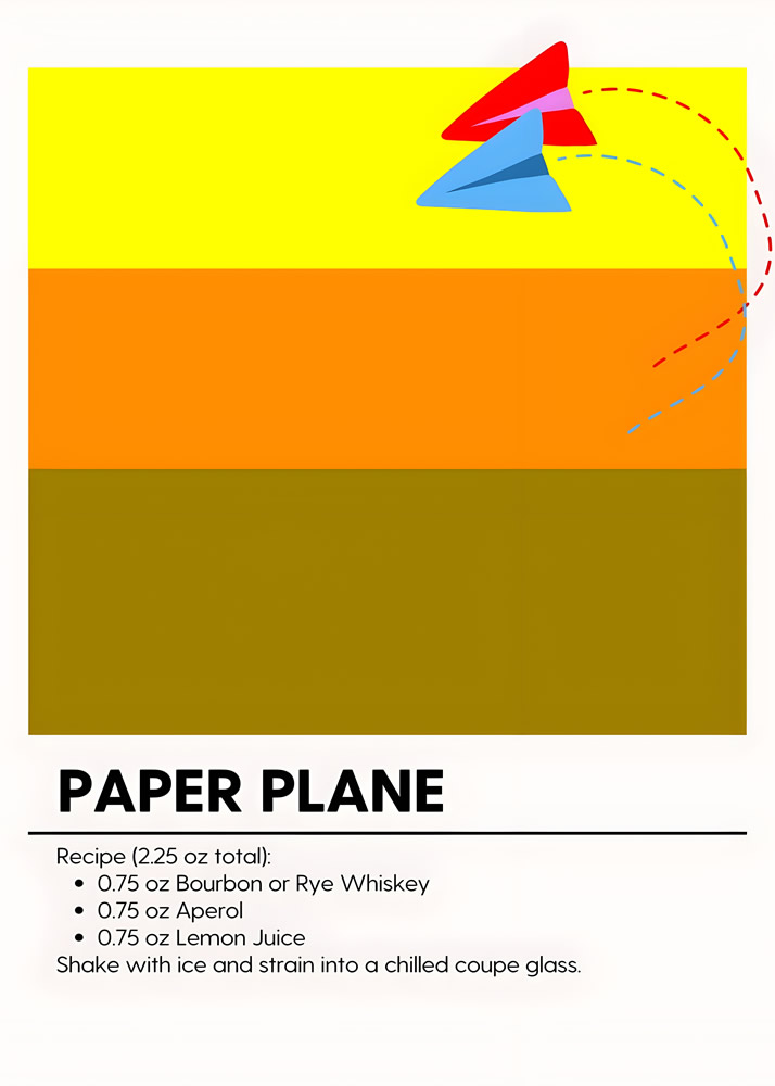 Alternative view of PAPER PLANE MINIMALIST COCKTAIL RECIPE POSTER