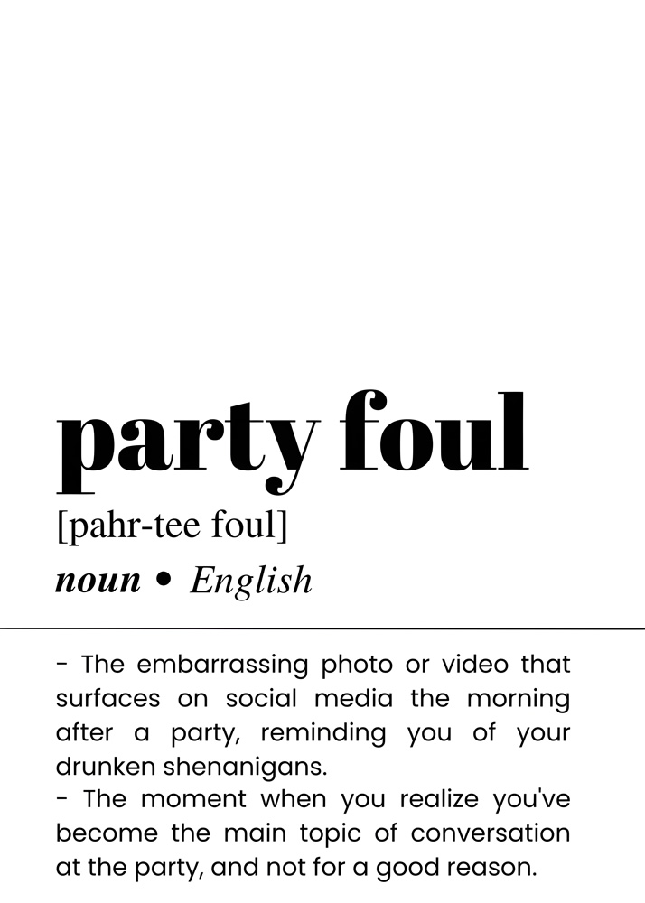 Alternative view of PARTY FOUL BAR AND DRINKS DICTIONARY POSTER