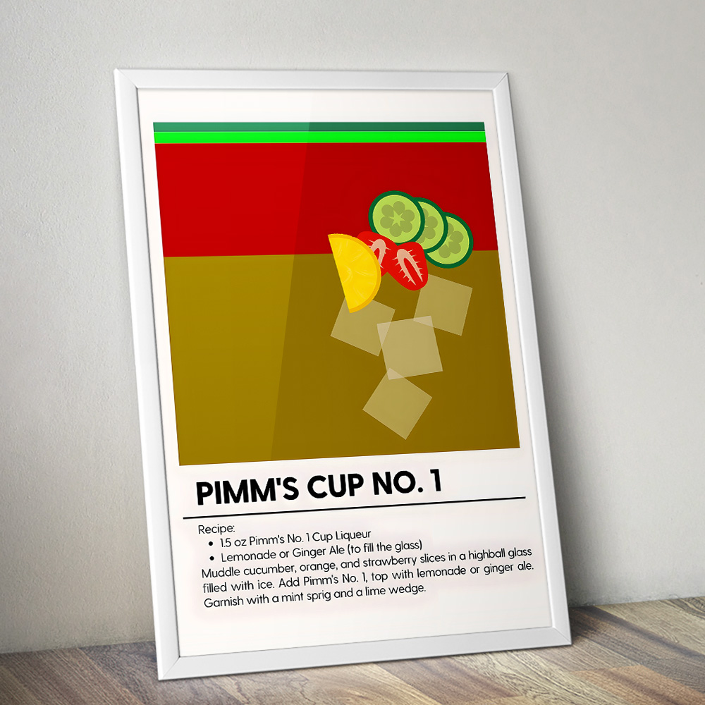 PIMMS MINIMALIST COCKTAIL RECIPE POSTER